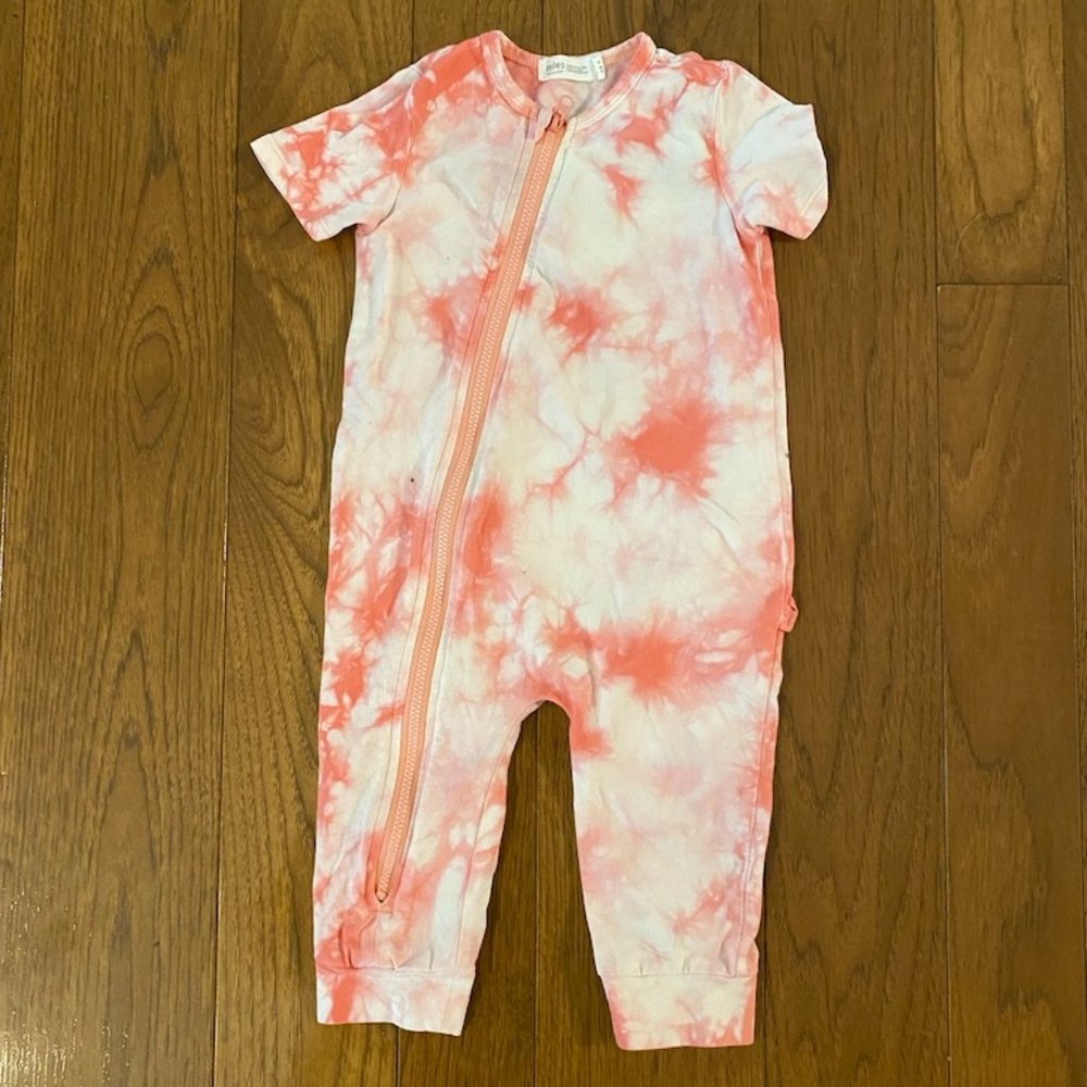 Miles The Label Pink Tie-Dye Zipper Romper (9 Months)